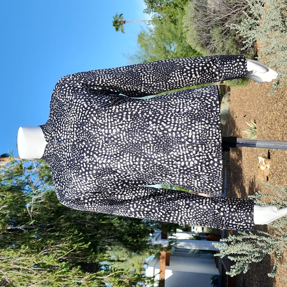 CHICOS Red Owl Lined Moto Jacket 0 Small Wearable Art Statement Zip Work Office - Picture 3 of 16